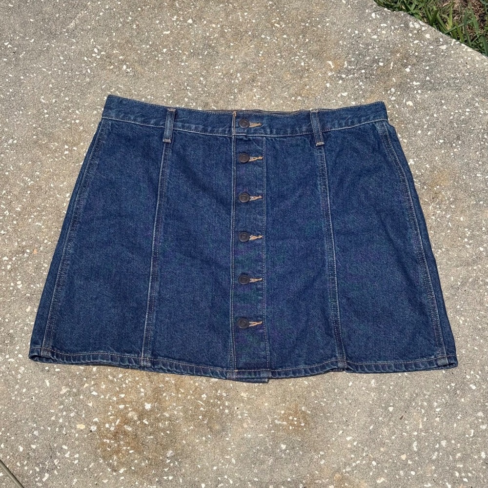 Levi's Button Boho Beachy Front Denim Mini Skirt Womens 14 Blue